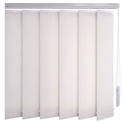 Sun Protection-HH Custom Vertical Blind, White Striped Linen Look, 475 x 130 cm, 127 mm Slats