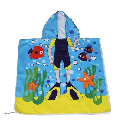 Odot Hooded Beach Towel Poncho for Kids, 60 x 120 cm, for Swimming, Diving and Beach Holidays