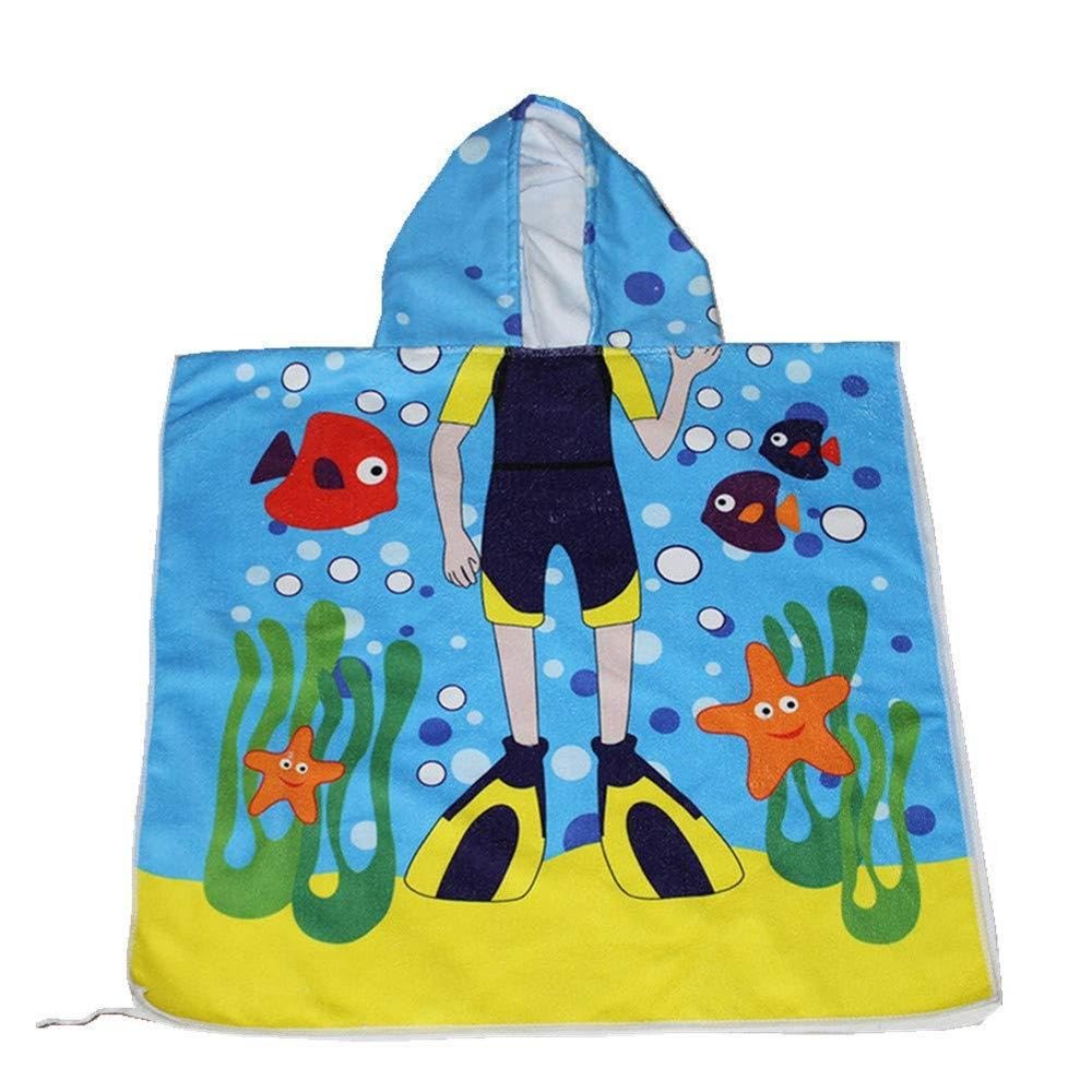 Odot Hooded Beach Towel Poncho for Kids, 60 x 120 cm, for Swimming, Diving and Beach Holidays