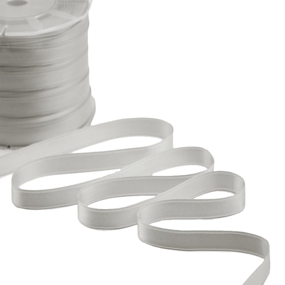 Furlanis Double Satin Ribbon, Italian-Made Fabric, Pearl Gray, 10 mm x 100 m