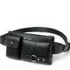 DFVmobile Leather Fanny Pack/Crossbody Bag for E-Readers and Tablets, Black view 1