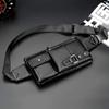 DFVmobile Leather Fanny Pack/Crossbody Bag for E-Readers and Tablets, Black view 3