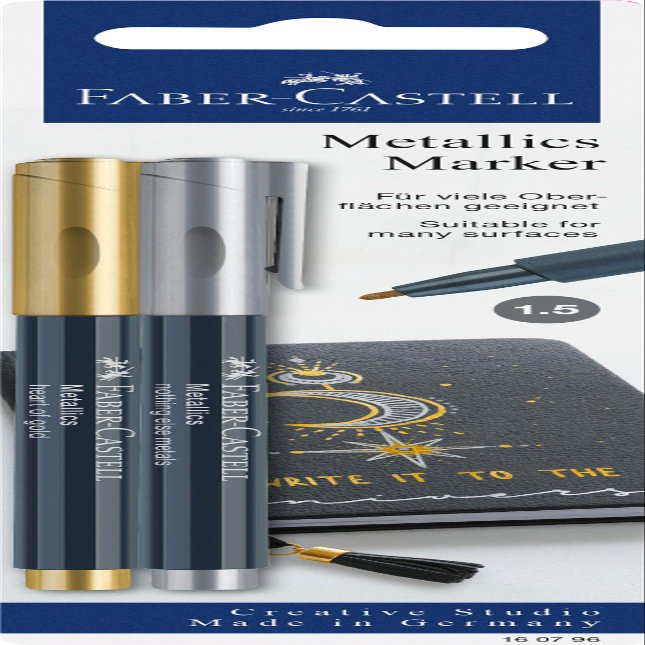FABER-CASTELL Metallics Marker Set, 2 Colors, 1.5 mm Line Width