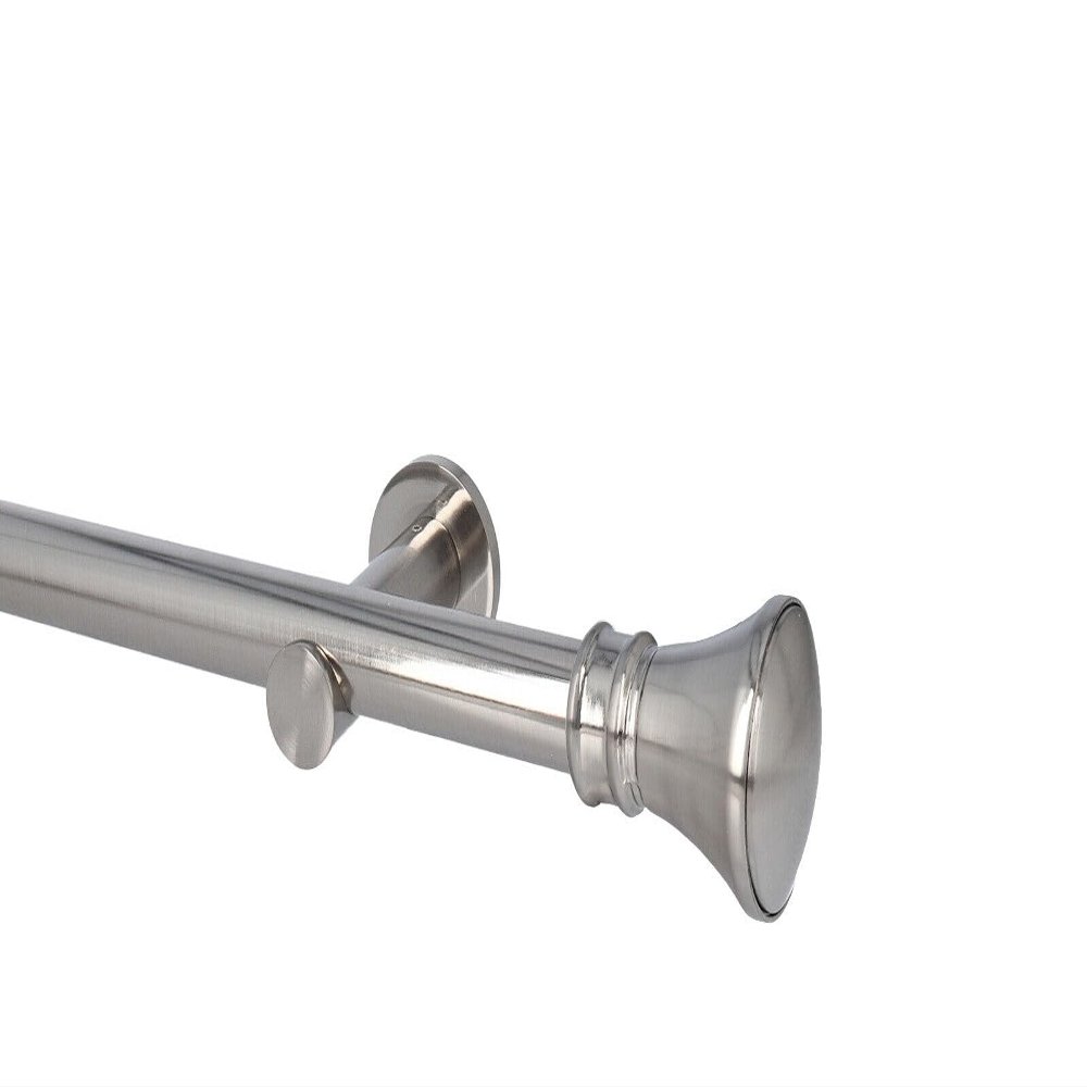 Sento 25 mm Metal Curtain Rod Set, Stainless Steel Look, 120 cm, Pryma