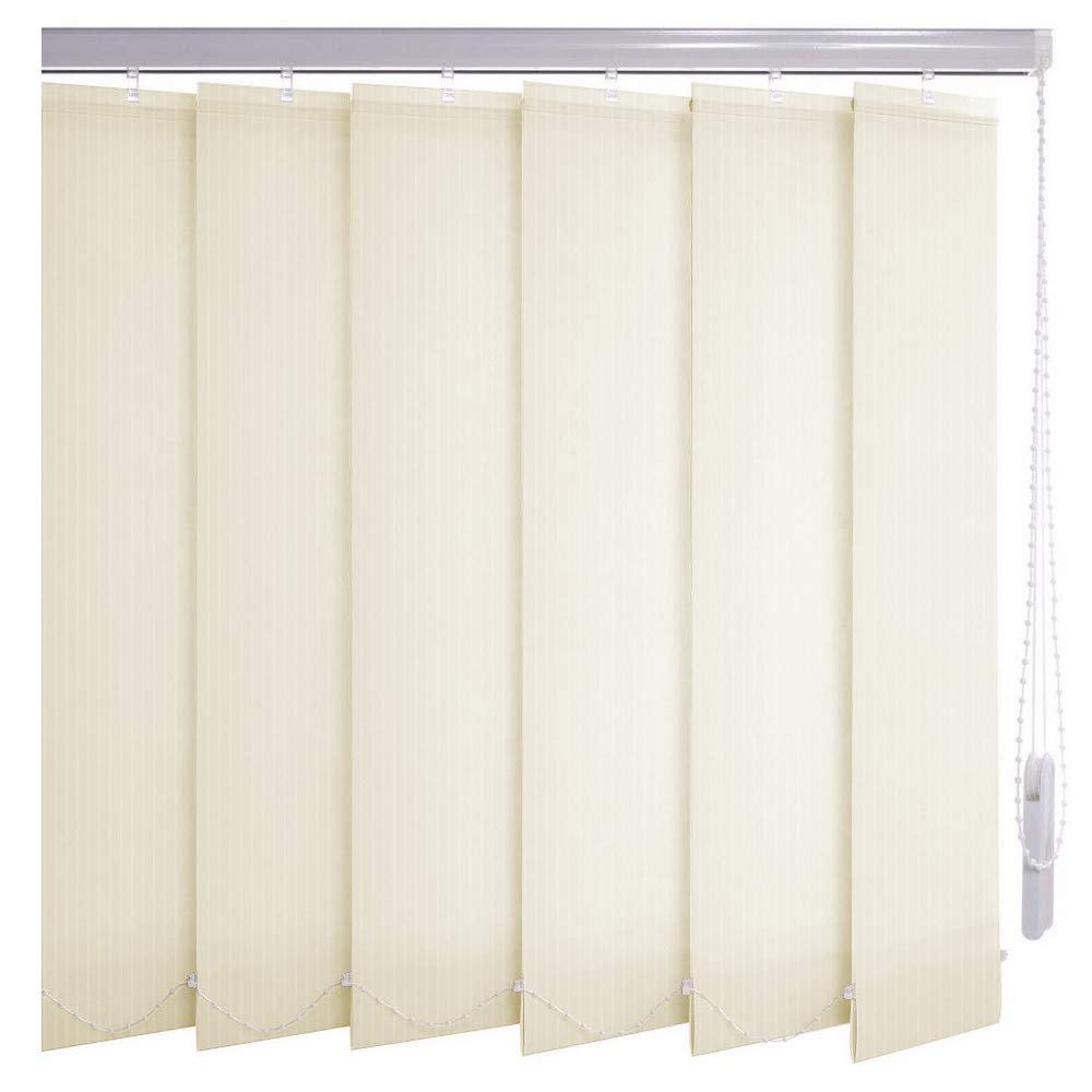 Sonnenschutz-HH Made-to-Measure Vertical Blind, Cream Linen Look with Stripes, Light-Transmitting, 165 x 135 cm, 127 mm Slats