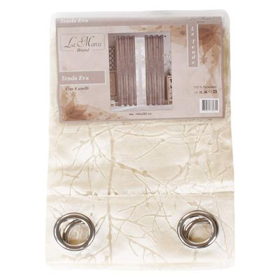 Eva Silk-Effect Shantung Curtain Panel 140 x 280 cm, Beige, Semi-Blackout
