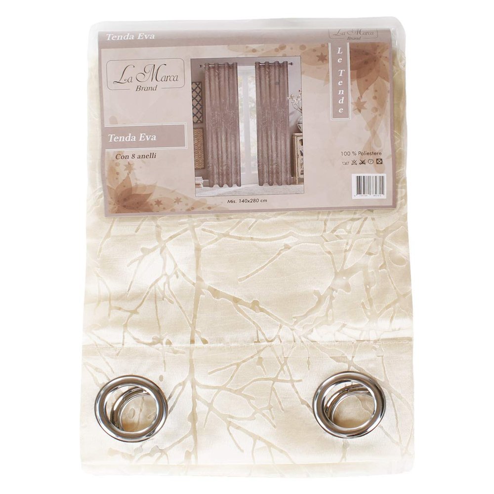 Eva Silk-Effect Shantung Curtain Panel 140 x 280 cm, Beige, Semi-Blackout