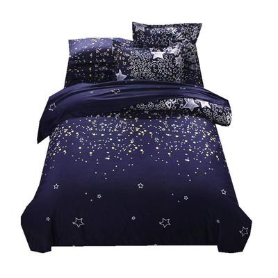 Sparkling Star Galaxy 3-Piece Duvet Cover Set with Pillowcases, Black, 200 x 230 cm