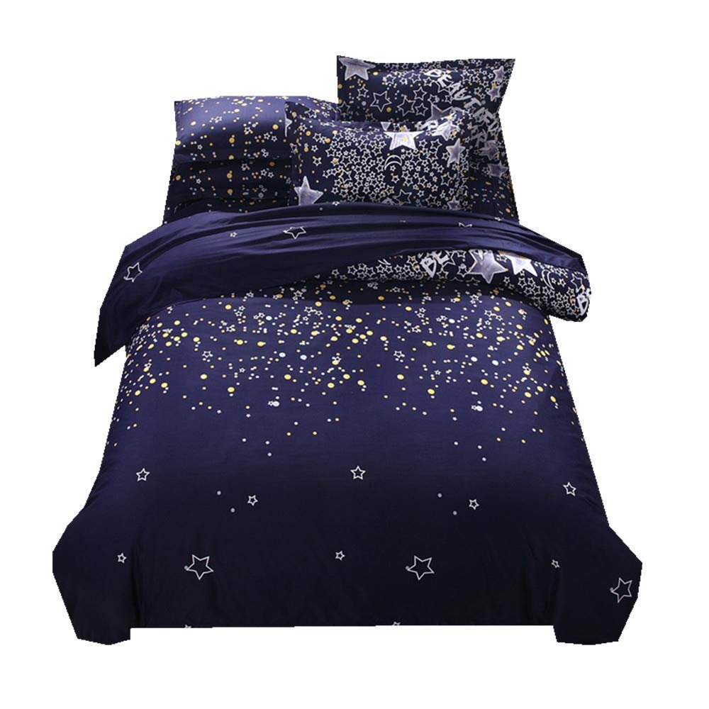 Sparkling Star Galaxy 3-Piece Duvet Cover Set with Pillowcases, Black, 200 x 230 cm