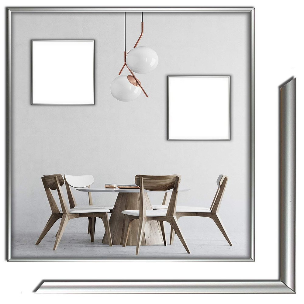 myposterframe Atlas Picture Frame 78 x 90 cm, Plastic, 90 x 78 cm, Silver, with 1 mm Clear Acrylic Glazing