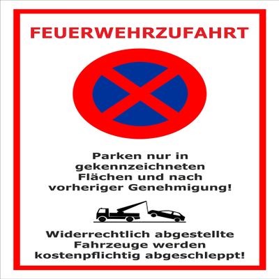 Melis-Folienwerkstatt No Parking/Tow-Away Sign – Fire Department Access, 60 x 40 cm, 3 mm Aluminum Composite, Various Sizes and Materials