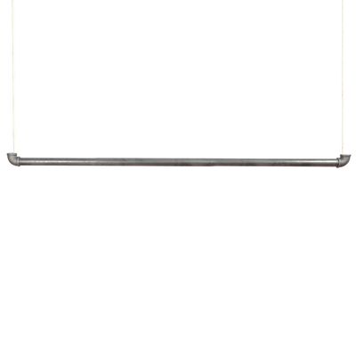 1x Natural Goods Berlin Pipe GARD Swing Hanging Garment Rack, Industrial Vintage, Ceiling-Mounted on 5 m Adjustable Rope, Water Pipe Fittings, DIY, 120 cm, White Rope