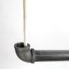 1x Natural Goods Berlin Pipe GARD Swing Hanging Garment Rack, Industrial Vintage, Ceiling-Mounted on 5 m Adjustable Rope, Water Pipe Fittings, DIY, 120 cm, White Rope view 2