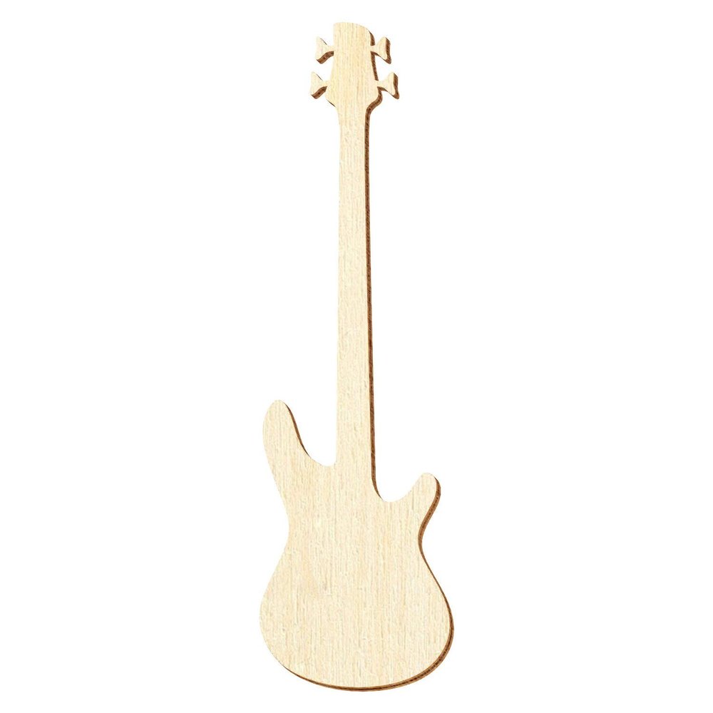 Wooden Bass Guitar Decor Cutouts, 5–50 cm (46 cm), 100-Pack