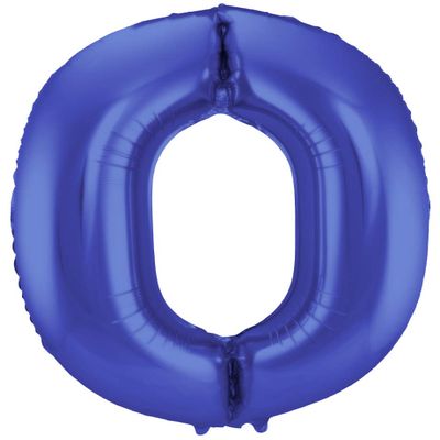 Folat 65920 Matte Blue Metallic Number 0 Foil Balloon, 86 cm