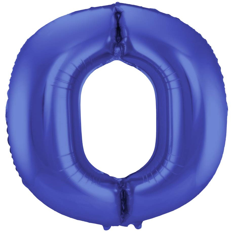 Folat 65920 Matte Blue Metallic Number 0 Foil Balloon, 86 cm