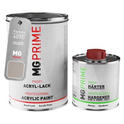 MG PRIME Pantone 407C Gray Matte Acrylic Paint + Hardener, 1.5 L