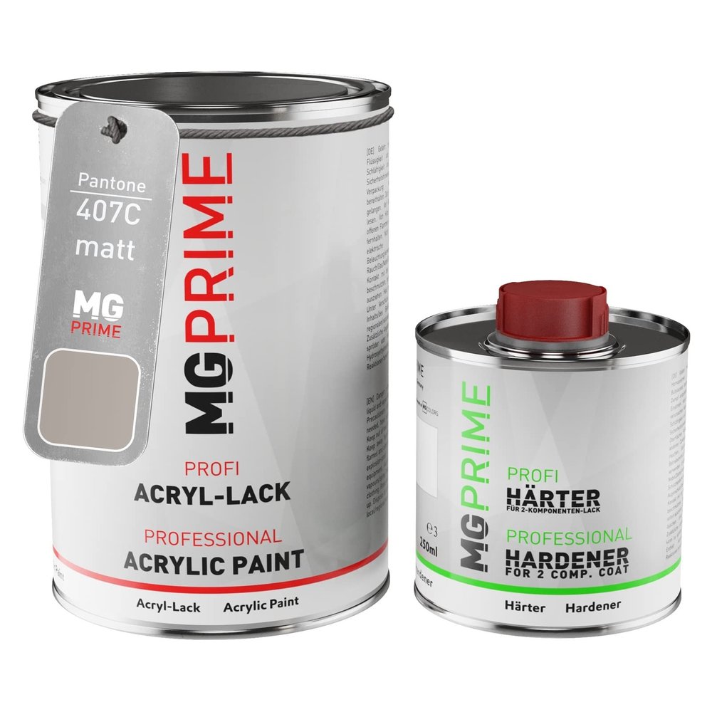 MG PRIME Pantone 407C Gray Matte Acrylic Paint + Hardener, 1.5 L