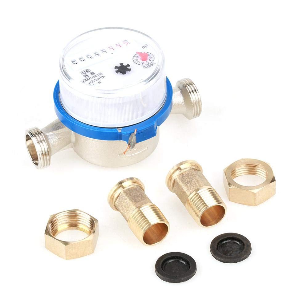 15 mm 1/2 in Cold Water Meter, Dry Dial, Corrosion-Resistant