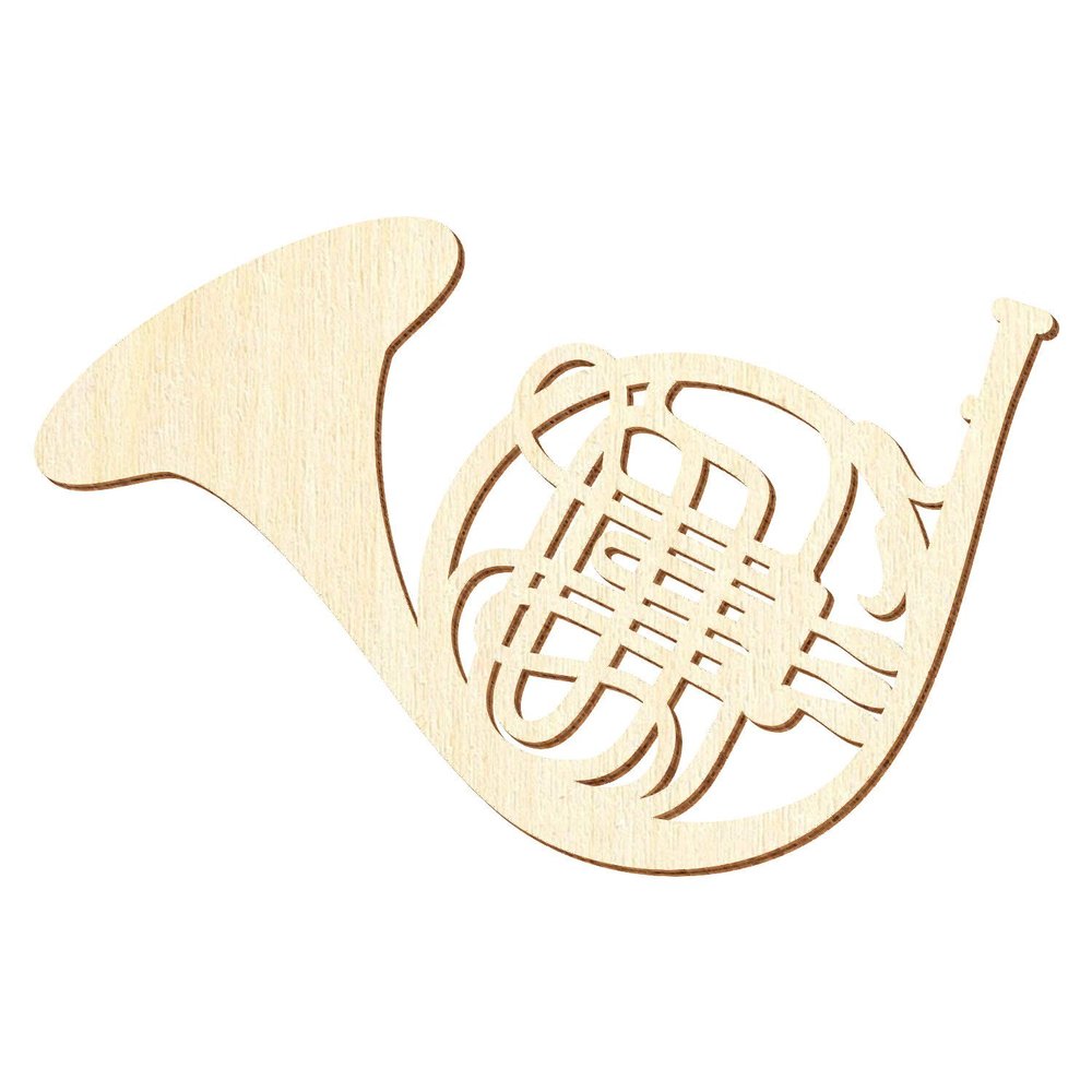 Wooden French Horn Cutout, 10–50 cm, 36 cm, Pack of 100