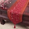 JLWM Brocade Satin Table Runner, Retro Tablecloth for Coffee Tables and TV Cabinets, Burgundy, 33 x 230 cm view 2