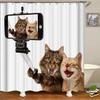 FANSU Cat 3D Printed Shower Curtain, Waterproof, Mold-Resistant, 90 x 180 cm view 1