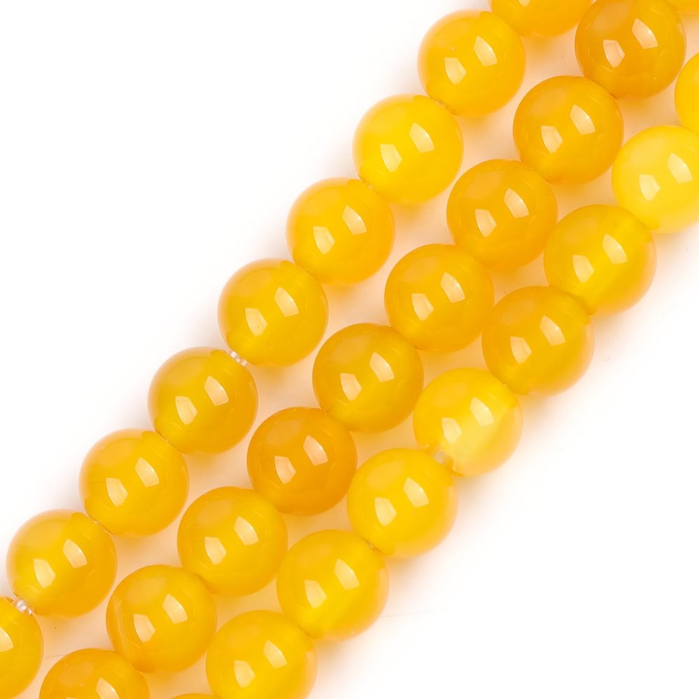 Natural Yellow Agate Beads, 8 mm Round, 15 in Strand