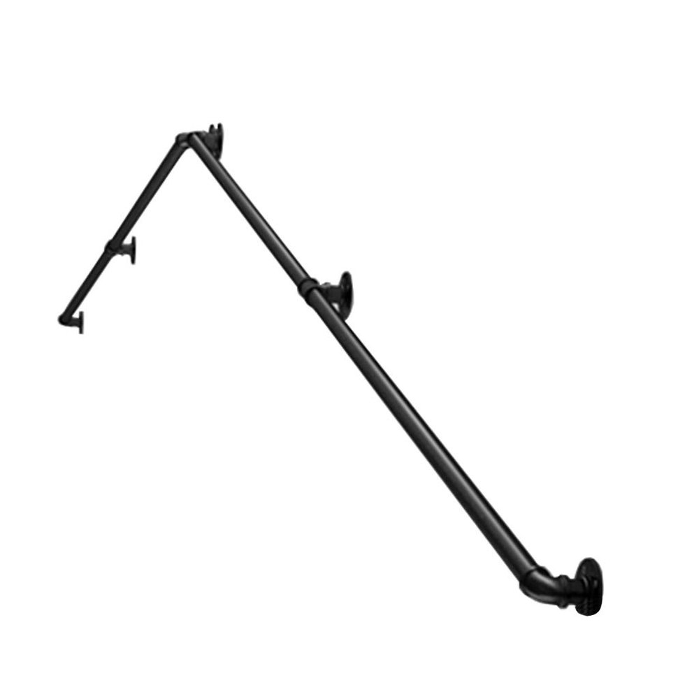 Round Handrail Brackets for Stairs, Matte Black Wrought-Iron Rail Kit
