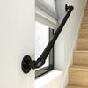 Round Handrail Brackets for Stairs, Matte Black Wrought-Iron Rail Kit view 4