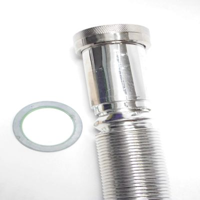 Flexible Chrome-Plated Outlet Pipe, 1 1/2 in, Extendable, 40 mm Outlet, with Escutcheon