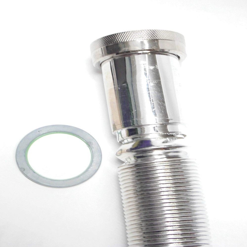 Flexible Chrome-Plated Outlet Pipe, 1 1/2 in, Extendable, 40 mm Outlet, with Escutcheon