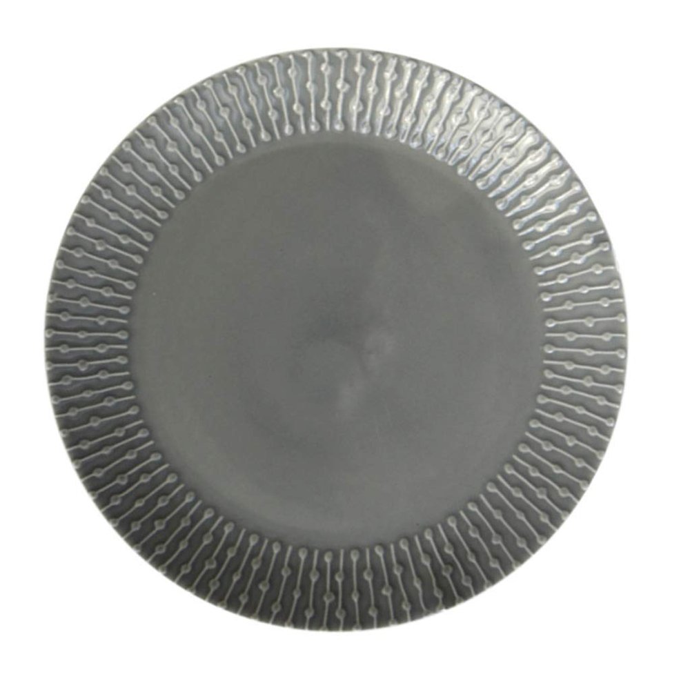 Tubayia Round Ceramic Serving Plate for Fruit, Bread & Snacks (Gray)