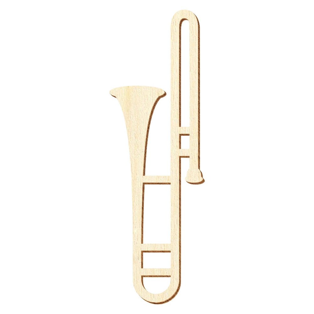 Wooden Trombone Decorative Cutouts, 5–50 cm, 32 cm, Pack of 100