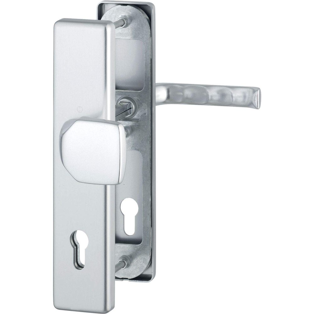 SH LONDON lever/knob set on plate, PZ 88, 67–72 mm, RC3, with cylinder protection, silver, NORM
