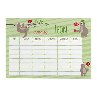 Striefchen Personalized Magnetic Timetable for Teens – Sloth