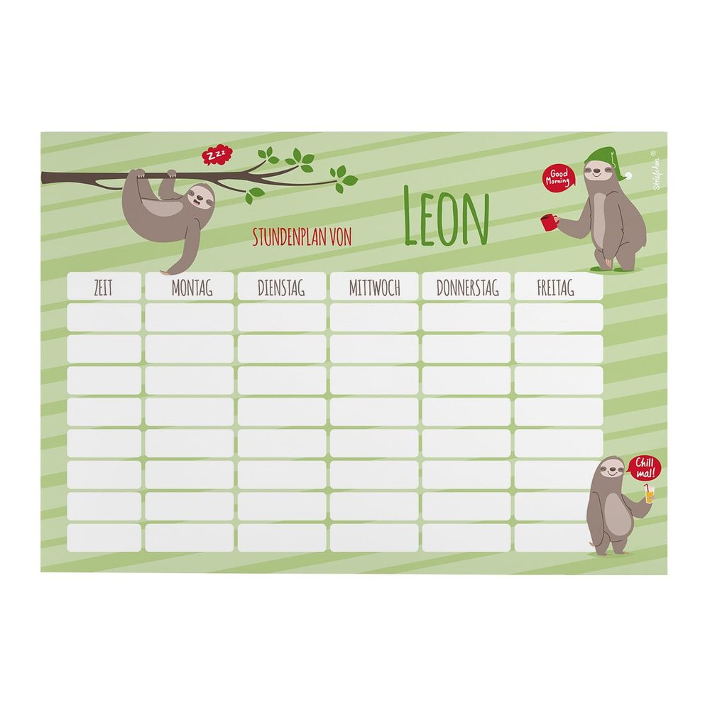 Striefchen Personalized Magnetic Timetable for Teens – Sloth