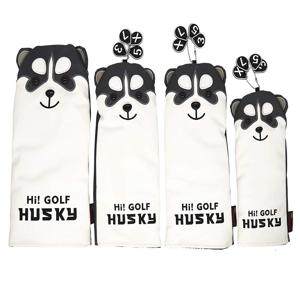 MamimamiH Golf Driver Head Cover, Husky Cartoon Animal Golf Cover (Sizes: L, M, S)