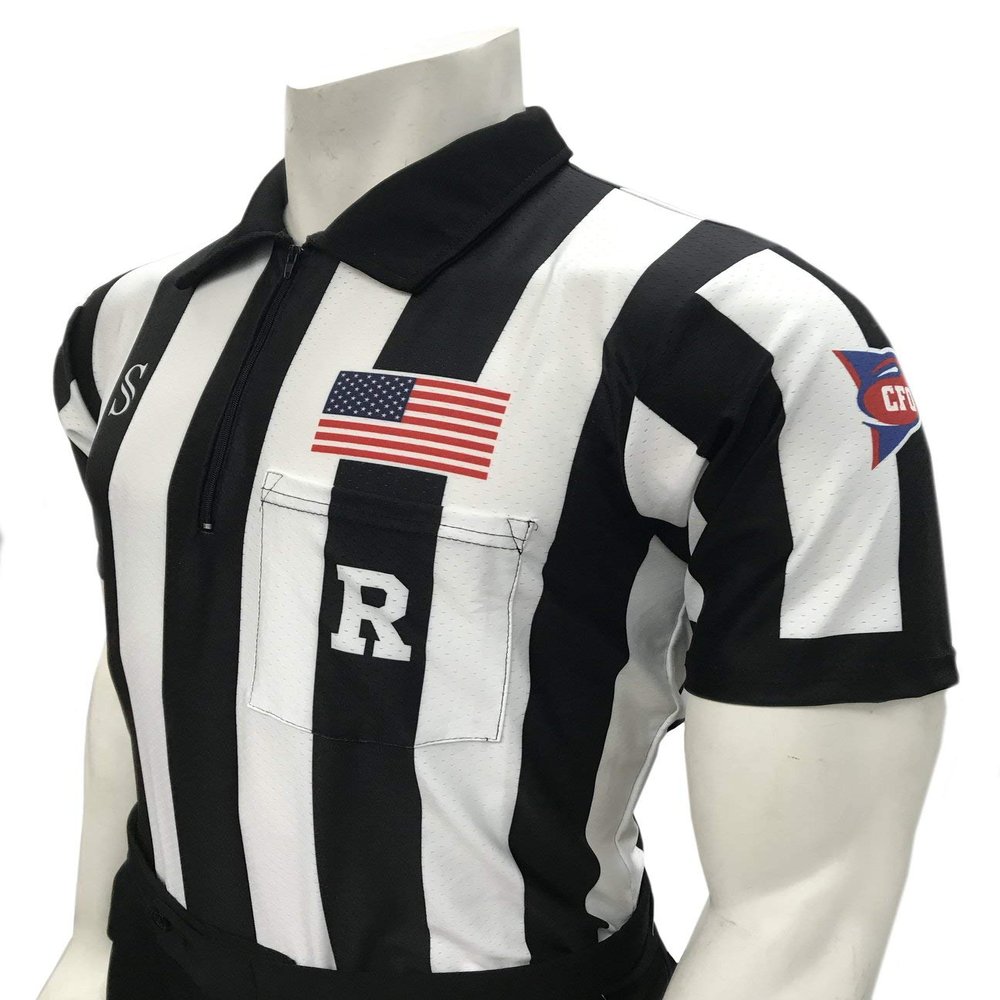Smitty USA115CFO Collegiate CFO Football Referee Shirt, Short Sleeve, Performance Mesh, Black, Medium