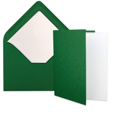 500-Piece Dark Green Card Set, DIN A6 Folded Cards with Inserts and C6 Envelopes