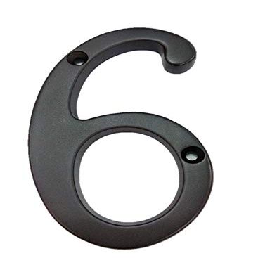 QCAA Traditional House Number 6, Solid Brass, 10.2 cm, US10B Oil-Rubbed Bronze, 1 pc, Made in Taiwan