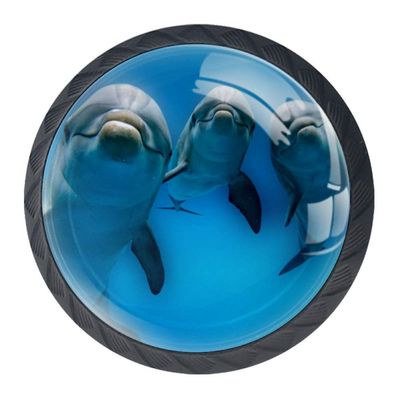 EZIOLY 3 Dolphin-Pattern Decorative Cabinet Knobs, 4-Pack