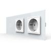 LIVOLO Touch Wireless Switch and 2-Gang Outlet with Glass Frame VL-C701R/C7C2EU-11-A White view 1