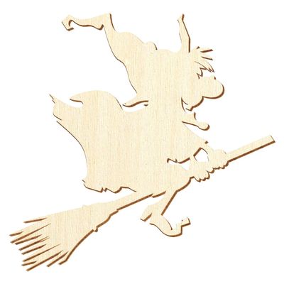 Flying Halloween Wooden Witch Cutout, 5–50 cm, 1 Piece