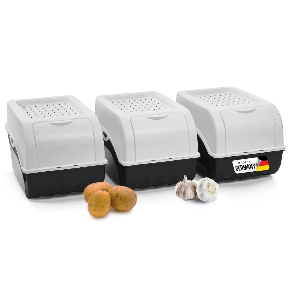 Novaliv Potato Storage Boxes, 3-Pack, 5 L, White