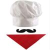Unisex Chef Costume Set with Hat, Red Bandana and Black Mustaches view 1