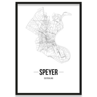 JUNIWORDS Speyer City Poster, 30 x 40 cm, Framed, Font B, White