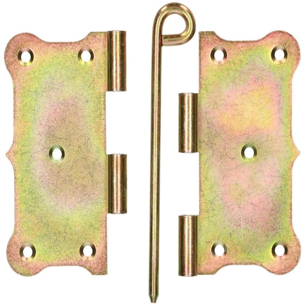 KOTARBAU Rolled Strap Hinges 100 x 100 x 2 mm, Yellow Zinc-Plated, with Removable Ring Pin (25)