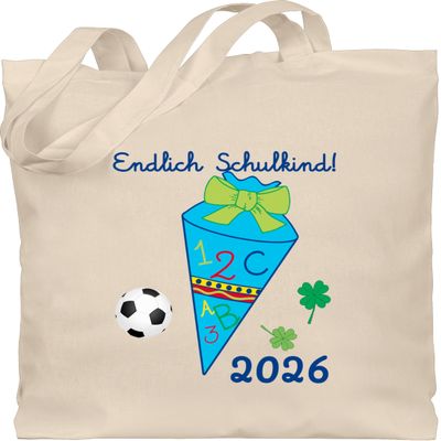 Cotton Bag – First Day of School Gift, “Finally a Schoolchild!” Soccer 2026