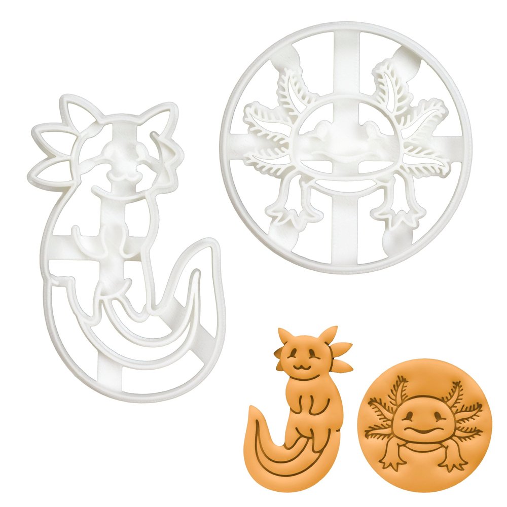 2-Piece Axolotl Cookie Cutter Set, Cute and Realistic