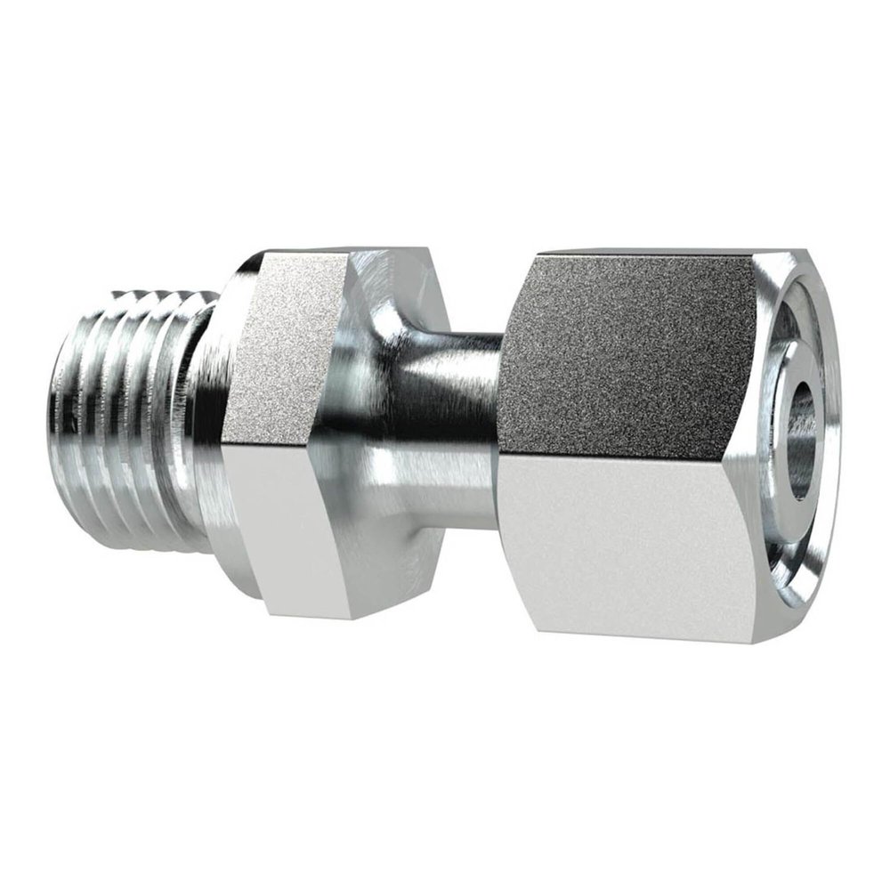 RIEGLER 158953-EGE1216SST Screw-In Fitting, G 1/2 Male, 16 mm Tube OD, Zinc-Plated Steel, 1 pc.